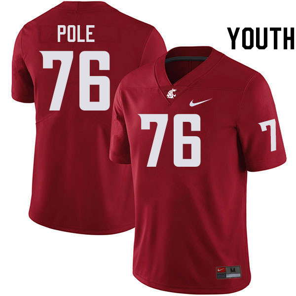 Youth #76 Esa Pole Washington State Cougars College Football Jerseys Stitched-Crimson